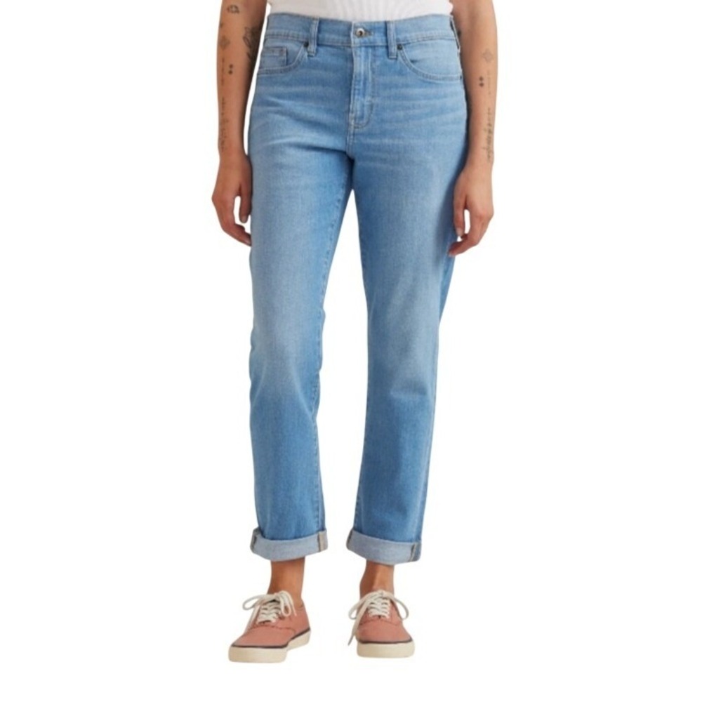 Eddie Bauer Womens Boyfriend Jeans Light Wash Blue Denim Straight Leg Size 10